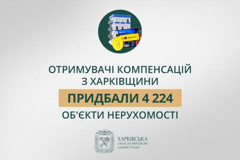 Отримувачі компенсацій з Харківщини придбали 4224 об’єкти нерухомості.