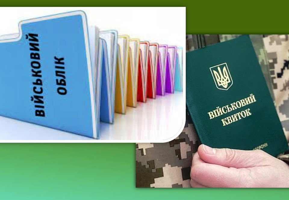 Папка військового обліку з підписаними документами та військовий квиток у руках на тлі камуфляжної форми.