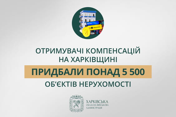 Отримувачі компенсацій на Харківщині придбали понад 5 500 об'єктів нерухомості.
